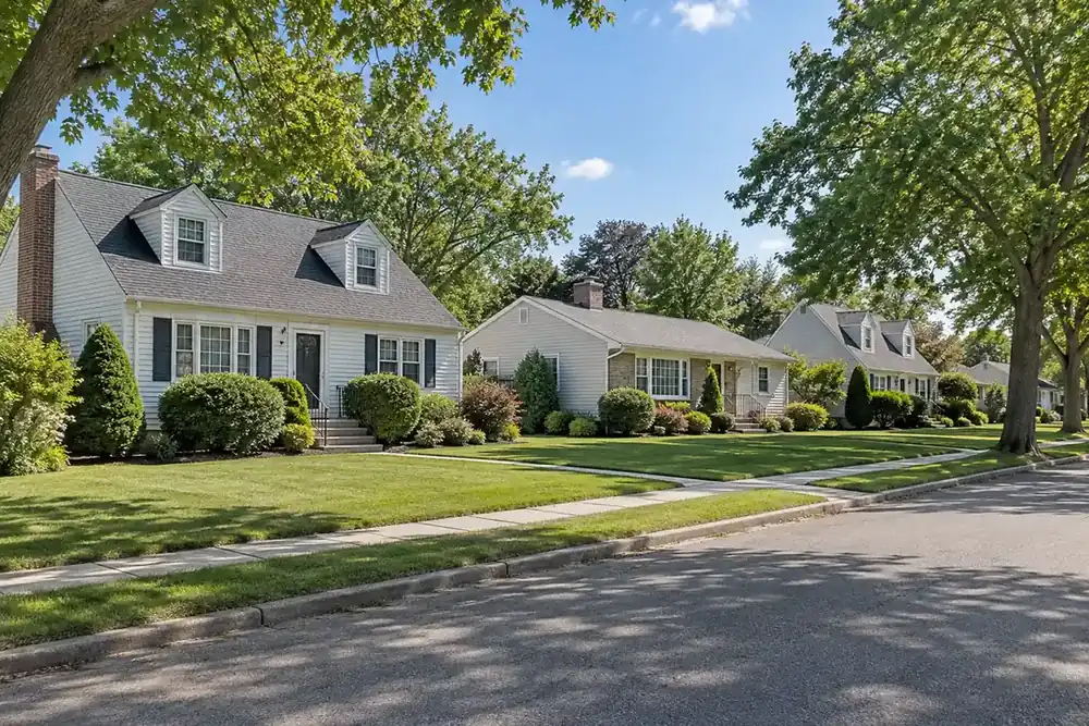 Illustration of a typical residential street in the Bethpage, NY area