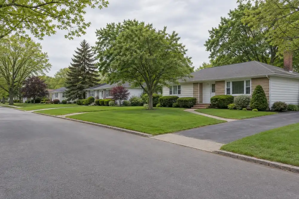 Illustration of a typical residential street in the Brentwood, NY area