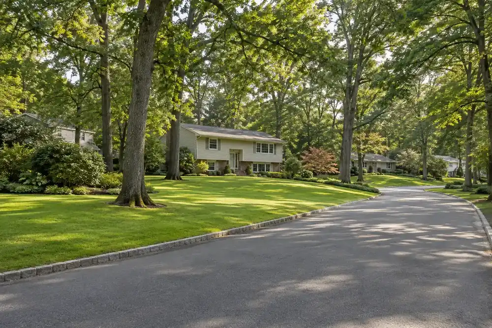 Illustration of a typical residential street in the Dix Hills, NY area