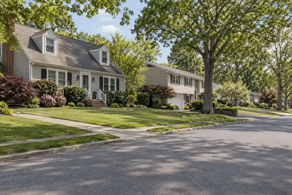 Illustration of a typical residential street in the East Northport, NY area