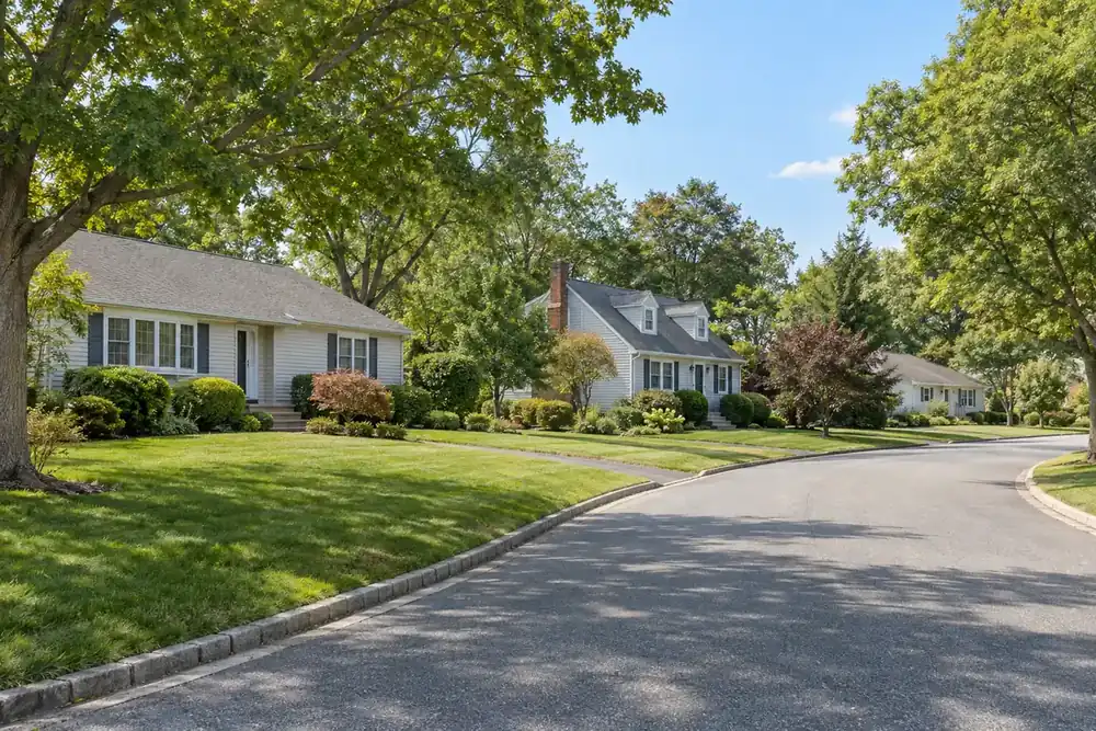 Illustration of a typical residential street in the Hauppauge, NY area