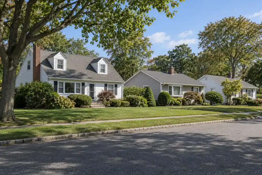 Illustration of a typical residential street in the Holbrook, NY area