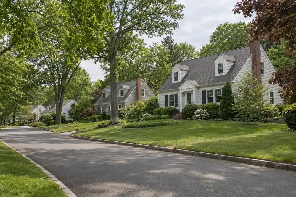 Illustration of a typical residential street in the Huntington, NY area