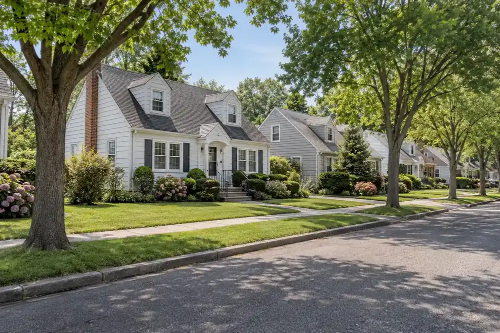 Illustration of a typical residential street in the Lynbrook, NY area