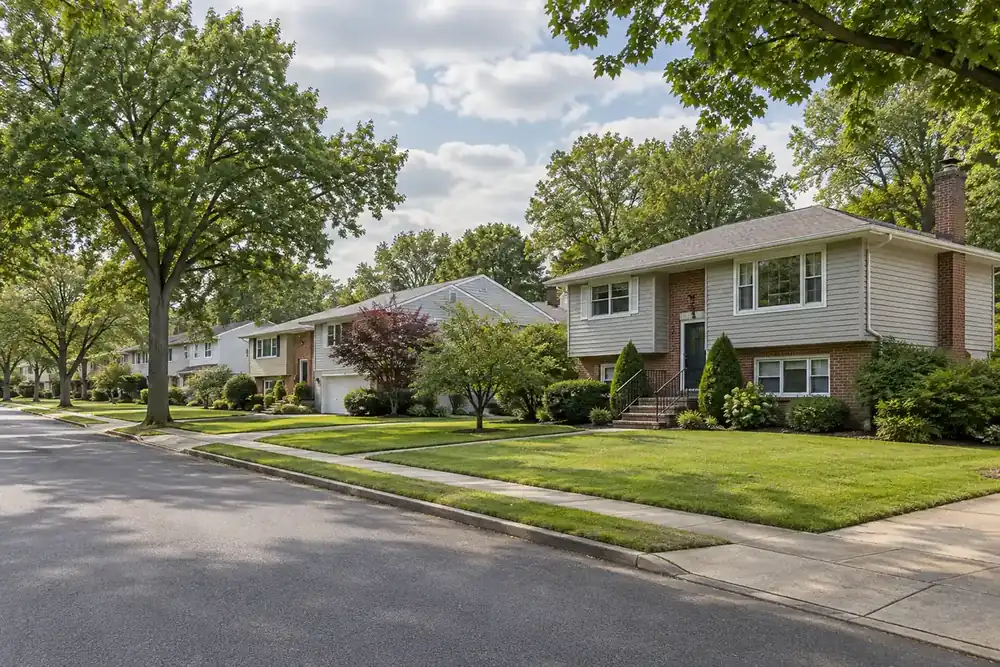 Illustration of a typical residential street in the Merrick, NY area