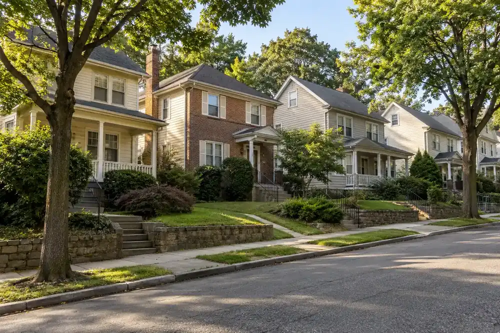 Illustration of a typical residential street in the Mount Vernon, NY area