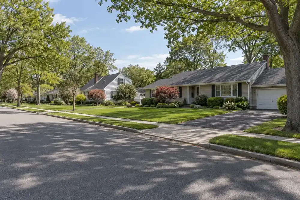 Illustration of a typical residential street in the Nesconset, NY area