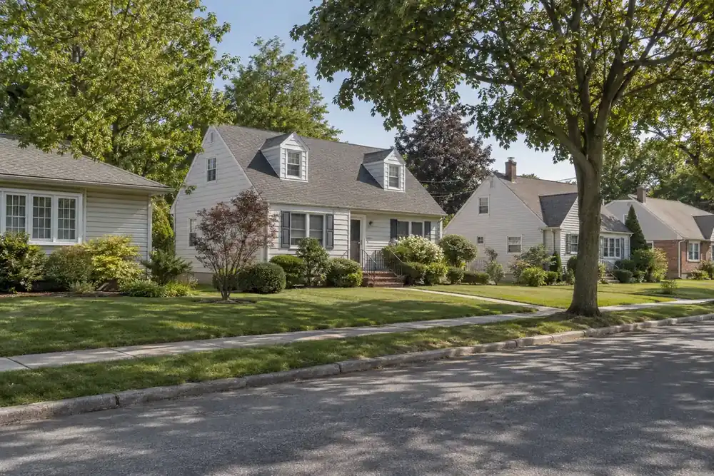 Illustration of a typical residential street in the New Cassel, NY area