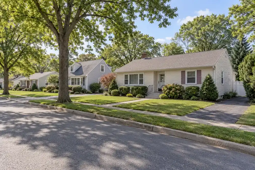 Illustration of a typical residential street in the North Amityville, NY area