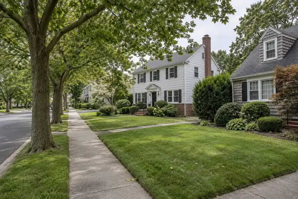 Illustration of a typical residential street in the Rockville Centre, NY area